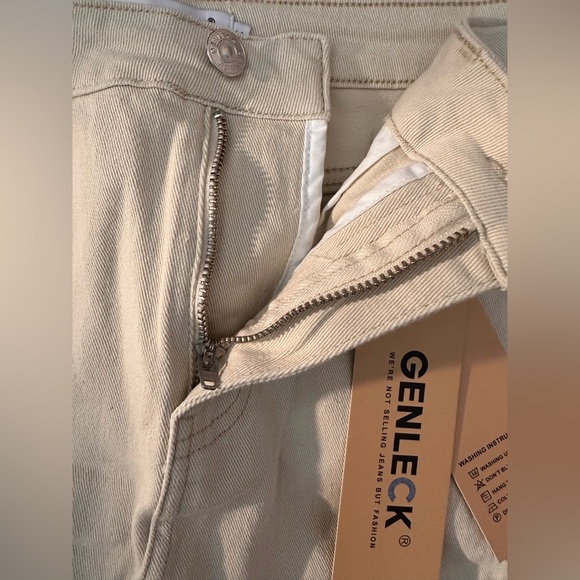NWT Genleck Women’s Stretch Denim Mini Cargo Skirt Beige Size M - Picture 5 of 11